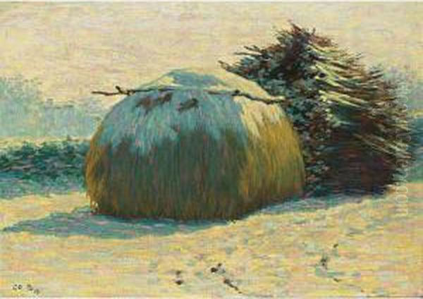 A Haystack In The Snow Oil Painting by Co Breman