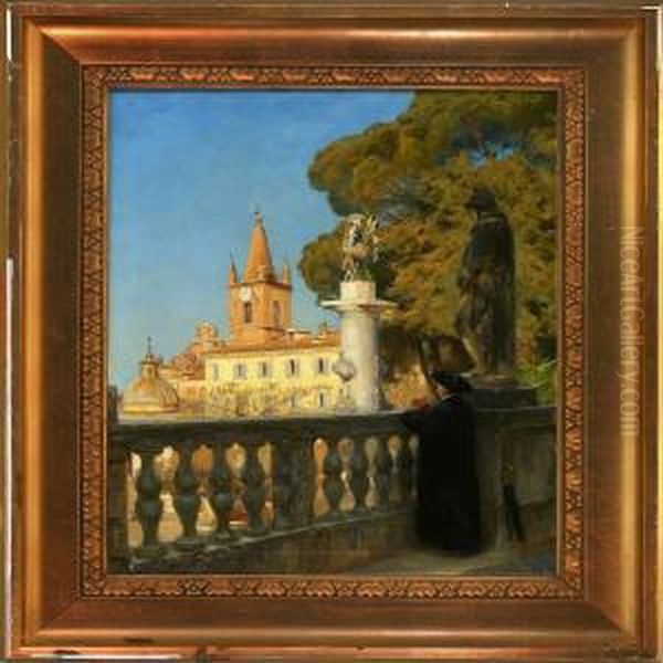 View Of Montepincio In Rome Oil Painting by H. A. Brendekilde