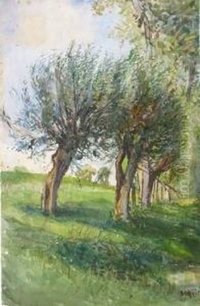 Landschaft Mit Weiden Oil Painting by Albert Heinrich Brendel