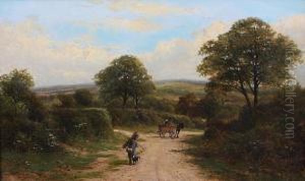 Travellers On A Country Lane Oil Painting by Carl Brennir