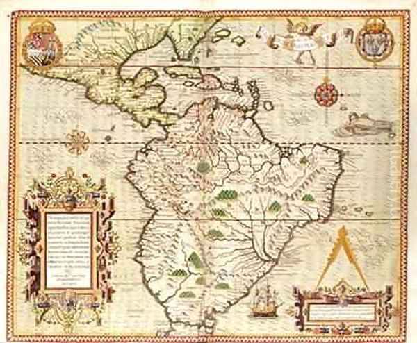 Map of Central and South America Oil Painting by Theodore de Bry