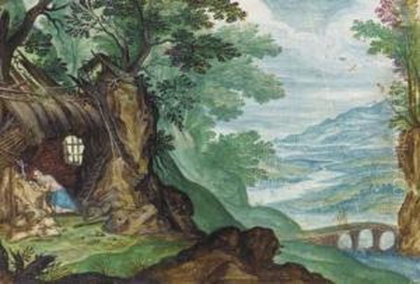 Saint Jerome In The Wilderness Oil Painting by Friedrich The Elder Brentel