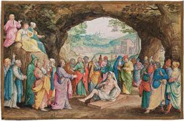 The Raising Of Lazarus Oil Painting by Friedrich The Elder Brentel