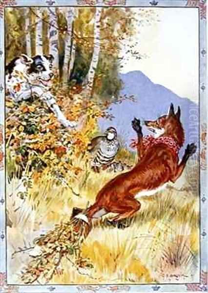 Out of the bushes sprang the dog Oil Painting by Charles Edmund Brock