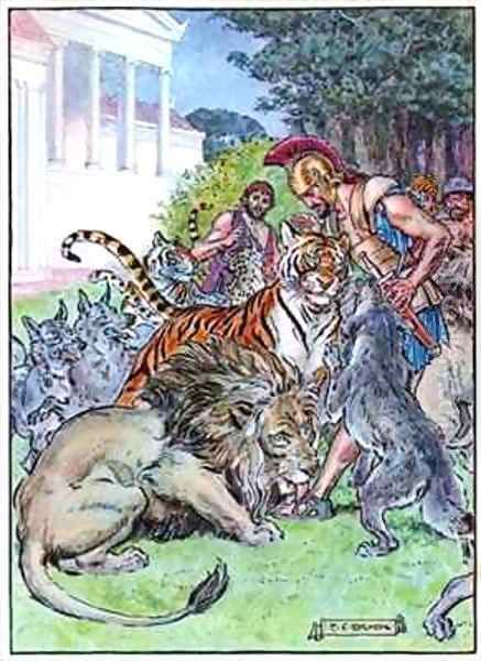 Eurylochus and the Lions Oil Painting by Charles Edmund Brock