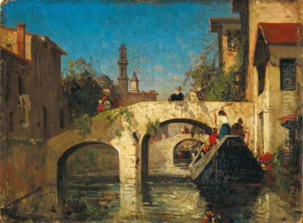 Canal En Oil Painting by Fabius Germain Brest