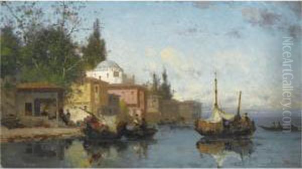 On The Shores Of The Bosphorus Oil Painting by Fabius Germain Brest