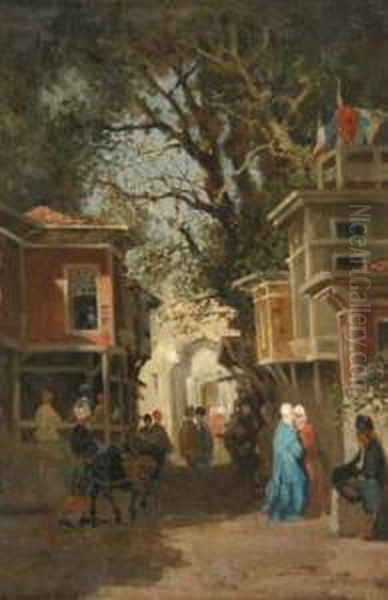 Rue Animee En Turquie Oil Painting by Fabius Germain Brest