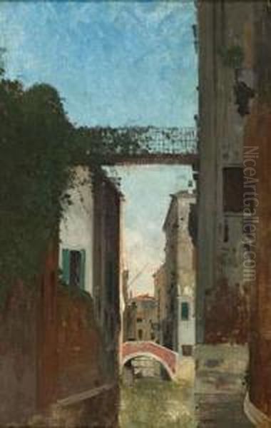 Canal A Venise. Oil Painting by Fabius Germain Brest