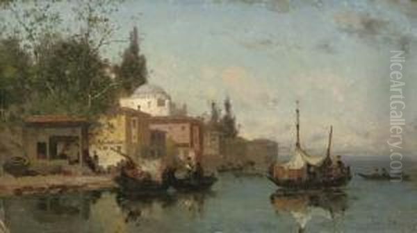 On The Shores Of The Bosphorus Oil Painting by Fabius Germain Brest