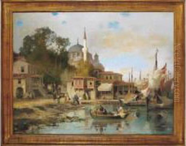 Sur Les Bords Du
 Bosphore Oil Painting by Fabius Germain Brest