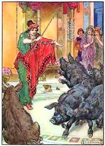 Circe, from 'The Children's Hour Stories from the Classics' Oil Painting by Charles Edmund Brock