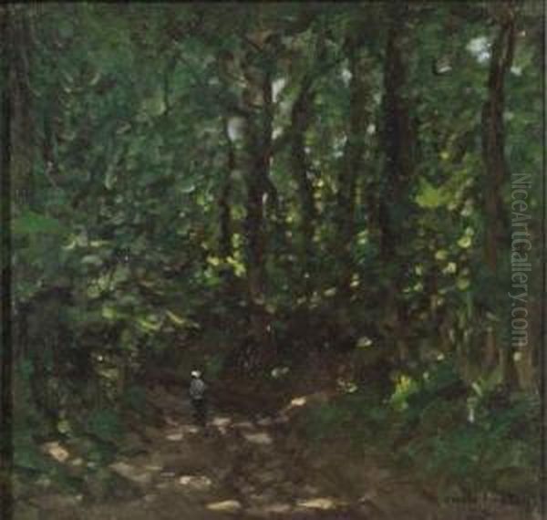 Woodland Path Oil Painting by Emile Breton