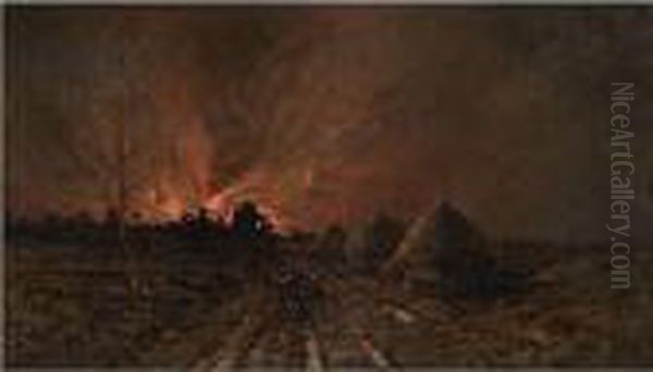 The Conflagration Oil Painting by Emile Breton