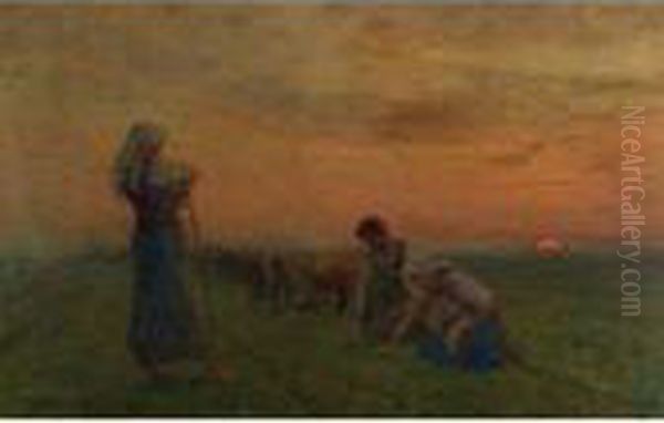 Les Sarcleuses De Lin Oil Painting by Jules Breton