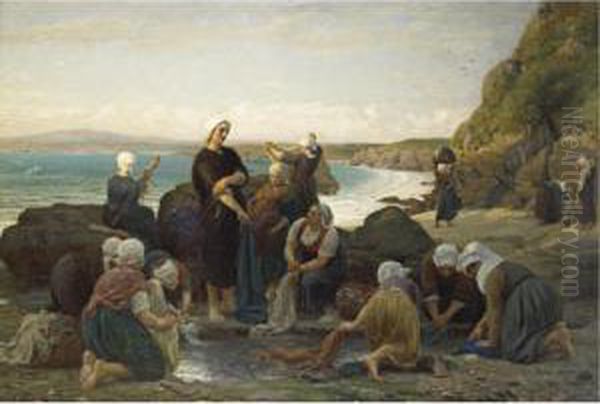 The Washerwomen Of The Breton Coast Oil Painting by Jules Breton