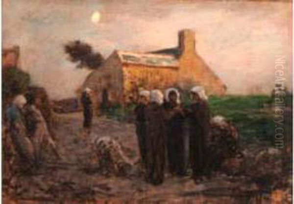 Le Soir Dans Les Hameaux Du Finistere Oil Painting by Jules Breton