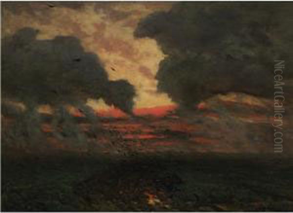 Les Corbeaux, Soir D'orage Oil Painting by Jules Breton