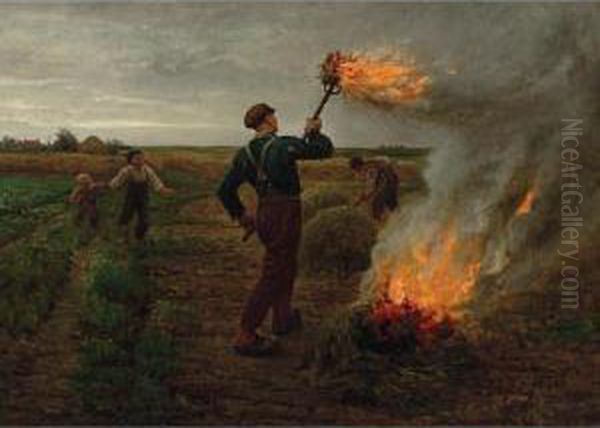 Les Mauvaises Herbes Oil Painting by Jules Breton