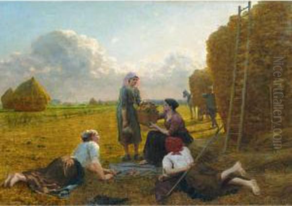 Dans La Plaine Oil Painting by Jules Breton