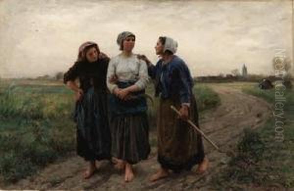 Les Amies (setting Out For The Fields) Oil Painting by Jules Breton