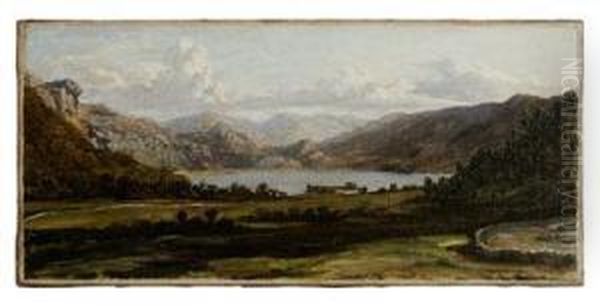 View Of A Loch Oil Painting by John Edward Brett