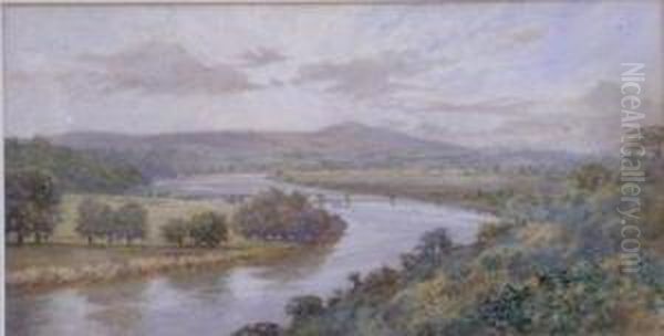 River Landscape. Oil Painting by John Edward Brett