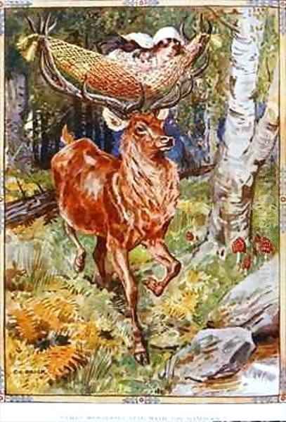 The Stag with the Silken Hammock Oil Painting by Charles Edmund Brock