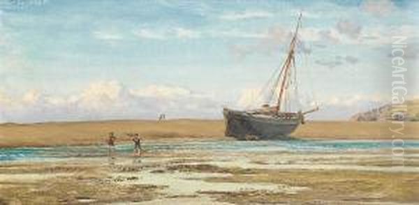 Newport Bar Oil Painting by John Edward Brett