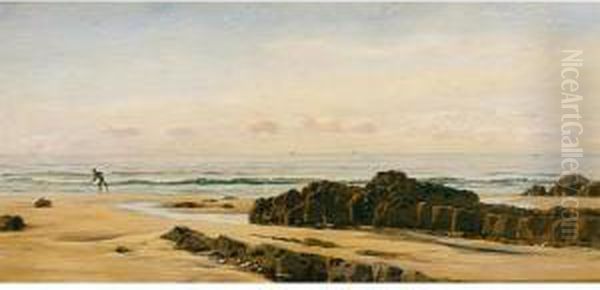 Bude On The Cornish Coast Oil Painting by John Edward Brett