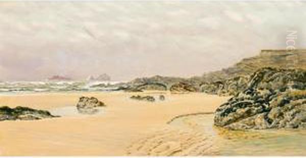 A View Of Treyarnon Bay Oil Painting by John Edward Brett