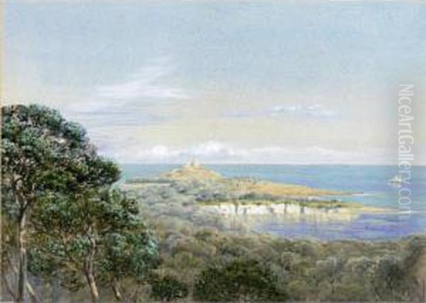 Pointe St Hospice, Cap Ferrat, From St Jean Oil Painting by John Edward Brett