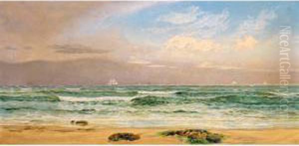 Shipping Off The Coast Oil Painting by John Edward Brett