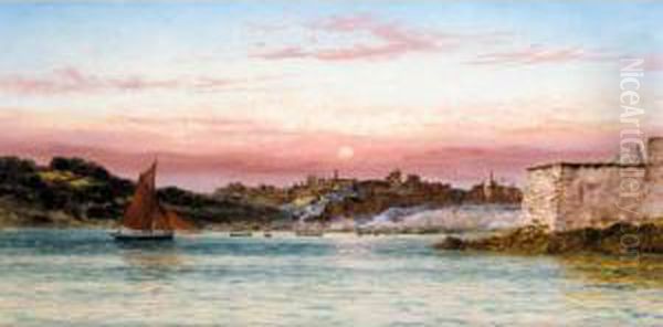 View Of Plymouth Bay Oil Painting by John Edward Brett