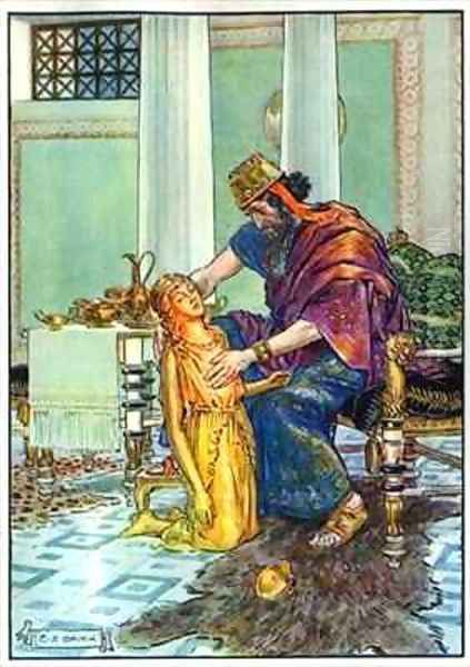 King Midas and his Daughter Oil Painting by Charles Edmund Brock