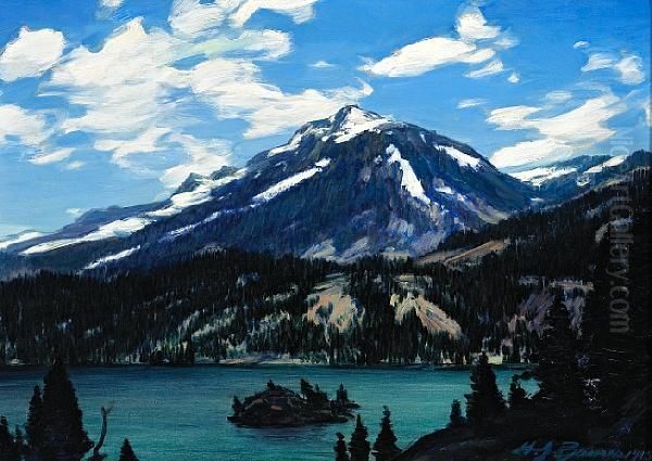 Mountain Lake Oil Painting by Henry Joseph Breuer