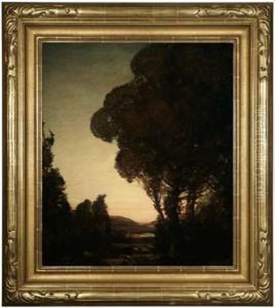 Twilight Landscape Oil Painting by Henry Joseph Breuer