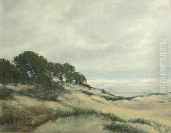 Sand Dunes And The Stormy Sea Oil Painting by Henry Joseph Breuer