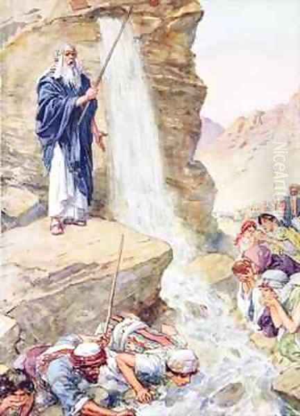 Calling on the name of Jehovah, he struck the rock Oil Painting by Charles Edmund Brock