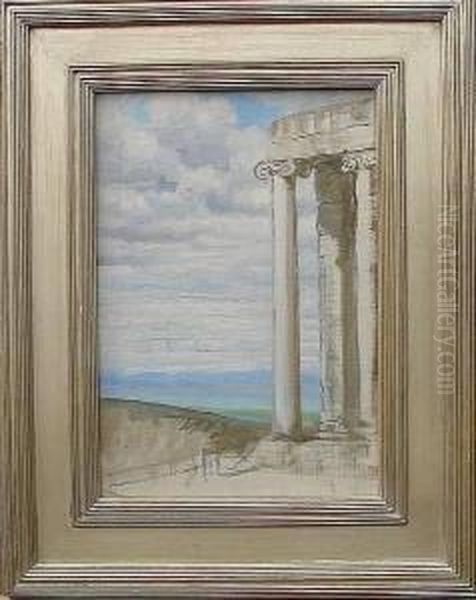 Ionic Column Oil Painting by Anna Richards Brewster