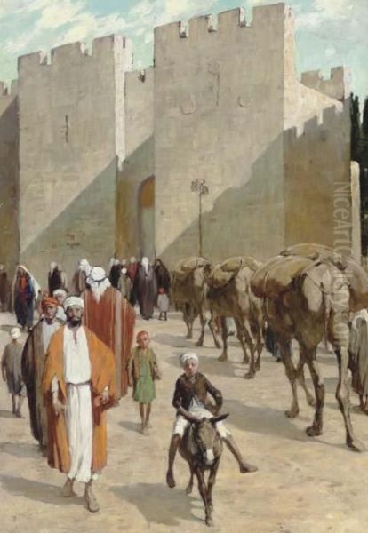 Outside The Jaffa Gate, Jerusalem Oil Painting by Anna Richards Brewster