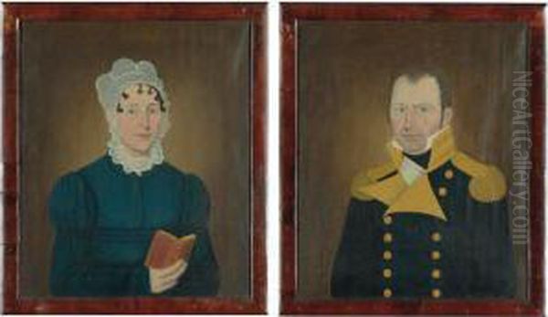 A Pair Of Portraits: General John Perley, Jr. And Sarah Treadwell Perley Oil Painting by John, Brewster Jnr.