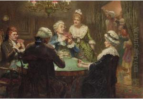 The Whist Party Oil Painting by Edward Frederick Brewtnall