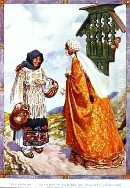 The Princess...asked her to exchange the peasant's clothes for her royal garments Oil Painting by Charles Edmund Brock