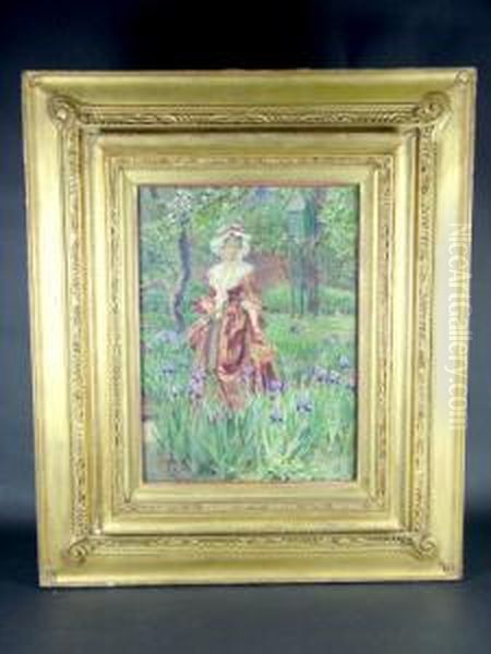 'madame Placid'; Watercolour, 
Signed With Monogram, Bears Ernest Brown & Phillips, The Leicester 
Galleries, London, Label Attached To The Reverse, In A Good Gilt 
Composition Art Nouveau Frame, 36x26.5cm Oil Painting by Eleanor Fortescue Brickdale