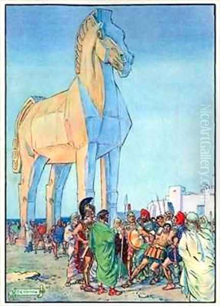 The Trojan Horse Oil Painting by Charles Edmund Brock