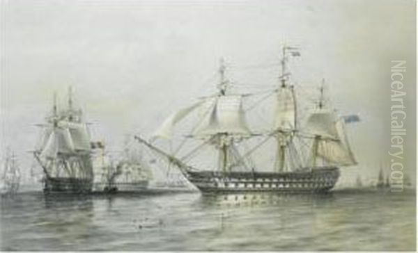 The Fleet Off Hango Oil Painting by Sir Oswald Walter Brierly