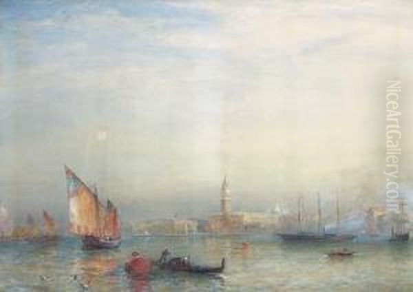 A View Across The Venetian Lagoon Oil Painting by Sir Oswald Walter Brierly