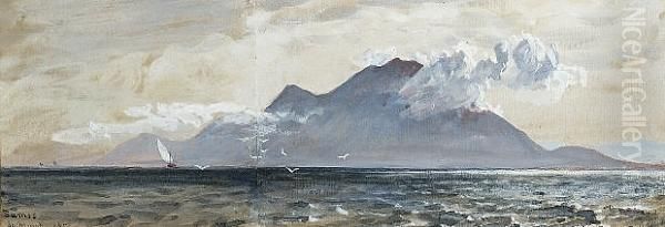 Sailing Boat Off The Island Of Samos Oil Painting by Sir Oswald Walter Brierly