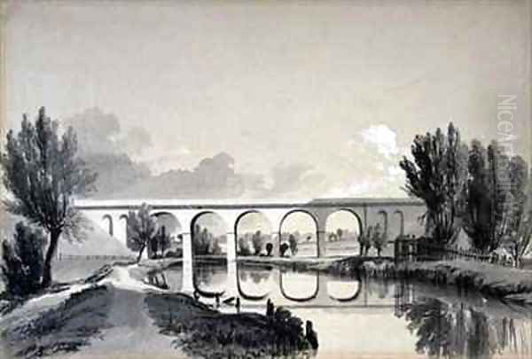 Colne Viaduct, Watford, Hertfordshire Oil Painting by John Cooke Bourne